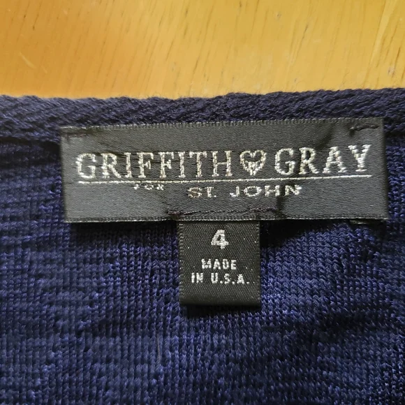 SOLD St. John Cardigan, Griffith Gray For St. John, Knit, Navy, Size 4 - Picture 4 of 12
